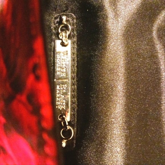 White House Black Market Satin Ruffle Rose Clutch Cocktail Purse - Picture 6 of 9